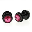 Black Anodized Stainless Steel Faux Plug - Pink CZ- 16g Stud - 8mm Fake Plug - Sold as a Pair Black Anodized Stainless Steel Faux Plug - Pink CZ- 16g Stud - 8mm Fake Plug - Sold as a Pair