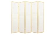 Asian Décor - 6ft. Matchstick & Rice Paper Japanese Shoji Privacy Room Divider - 5 Panel Natural