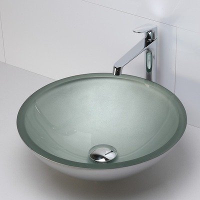 Decolav 1019T-FNG Translucence Tempered Glass Vessel Sink, Frosted Natural Glass