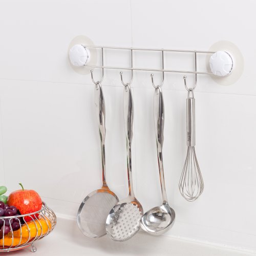 See GarBath Stainless Steel Kitchen Utensil Hook Rack With EZ-Install for Tiles