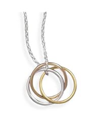 MMA Silver - 16 inch Necklace with Tri Tone Rings