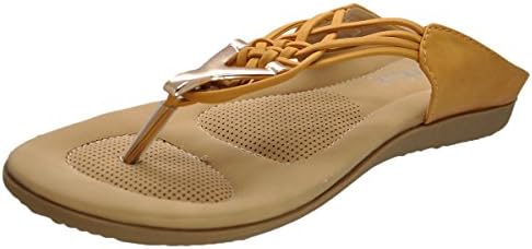 Sharlir Women's Open Back Comfort Cushioned Flip-Flop Sandals (6 B(M) US, Yellow)