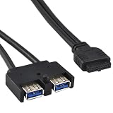 Uspeed 2-port USB 3.0 hub with USB 3.0 19-Pin Adapter Cable 2 Ft (0.6M)