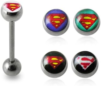 One Full Set Logo Tongue Bar with FREE!!! 4 Pices Interchange Logo Ball Tongue Piercing jewelry