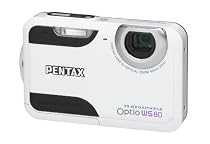 Pentax Optio WS80 Digitalkamera (10 Megapixel, 5-fach opt. Zoom, 6,9 cm (2,7 Zoll) Display, 1.5m wasserdicht, staubdicht) wei&szlig;/schwarz