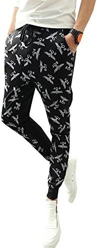 Amyila Men's Hiphop Punk Floral Print Harem Trousers Saggy Sweat Training Pants X-Large Black