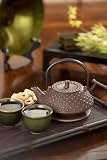 BonJour Cast Iron Teapot with Stainless Steel Infuser and Matching Trivet, Hob Nail Design
