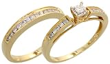 14k Gold 2-Piece Wedding Ring Set, w/ 0.35 Carat Brilliant Cut Diamonds, 1/4 (6mm) wide