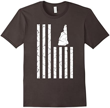 Men's New Hampshire T-Shirt Cracked Stripes Collection State Pride Large Asphalt