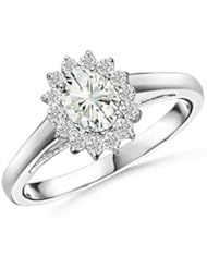 Oval White Moissanite Vintage Diana Ring