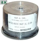 4.7 GB MAM-A (Mitsui) Gold Inkjet Hub Printable/GOLD 8X DVD-R's 50-Pak in Cakebox