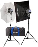 Interfit INT119 EXD 200Watt/second 2 Head Digital Umbrella Softbox Kit (Gray)