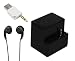 Accessory Kit for iPod Shuffle, Includes Speaker and docking station, USB Adapter and Mini Stereo Earbuds - Black