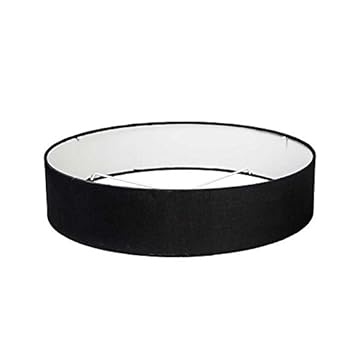 QAZQA Abat jour plafonnier Drum 50/50/11 noir, Rond pour Abat jour