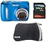 Kodak C142 Digital Camera Kit, Includes: Kodak C142 Digital Camera + SanDisk Ultra II 4 GB SD Class 4 Memory Card (Bulk) + Kodak Soft Camera Case, Blue Color