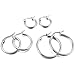 INBLUE Women's 15mm 20mm 25mm Stainless Steel Hoop Huggie Earrings Silver Tone (3 Pairs)