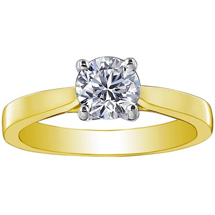 0.74 ct. I/SI2 GIA Certified Round Trellis Style Diamond Solitaire Ring in 14K Yellow Gold