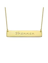 18k Yellow Gold Plated Bar Name Necklace - Custom Made with Any Name! Free engraving!
