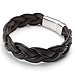 KONOV Brown Leather Mens Bracelet Bangle Stainless Steel Clasp, 16mm - 8