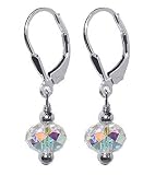 41UhqRVGM6L. SL160  Romantic Clear Swarovski Crystal Sterling Silver Leverback 1.5 Long Dangle Earrings