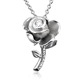 Sterling Silver Rose Flower Diamond Pendant Necklace (GH, SI-I, 0.20 carat)