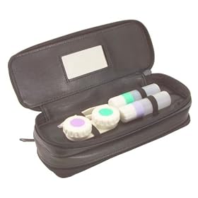 Buxton Black Genuine Leather Contact Lens Case and Eye Glasses Holder Travel (No Box)