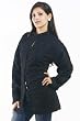 Pure Soft Wool Shawl Stole Wrap Jacket Beautiful Flower Embroidery - Black