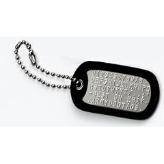 MILIT�RISCHE ERKENNUNGSMARKE - Satz mit 1 personalisierte Erkennungsmarke im Armeestil mit kurze Kugelkette & Schalldampfer (LESEN SIE DIE BESCHREIBUNG DAZU, WIE EINE PERSONALISIERUNG HINZUGEF�GT WIRD)