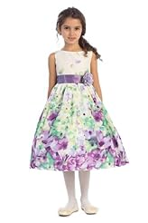 Girls Cotton Tea Length Floral Print  Dress