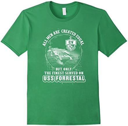 Men's USS Forrestal (CV-59) T-shirt , All men are created equal bu XL Grass