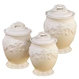 Certified International Firenze Ivory 3-Piece Canister Set, 74-Ounce, 106-Ounce, 144-Ounce