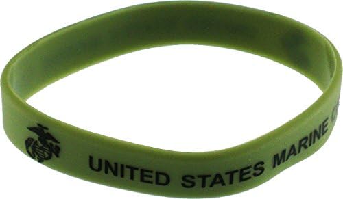United States Marine Corps Silicone Rubber Wristband Bracelet [Adult - Olive ...