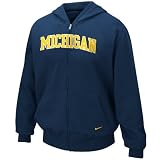 Nike Michigan Wolverines Youth Navy Blue Arched Lettering Full Zip Hoody Sweatshirt