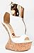 Red Kiss DORRYN Metallic T-Strap Ankle Wrap Cork Platform Heel Less Wedge Sandal