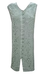 Embroidered Rayon Shift Sleeveless Peasant Dress/Party Dress/Midi Dress 