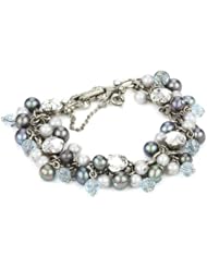 Sorrelli "Pewter" Crystal and Pearl Cluster Silver-Tone Bracelet
