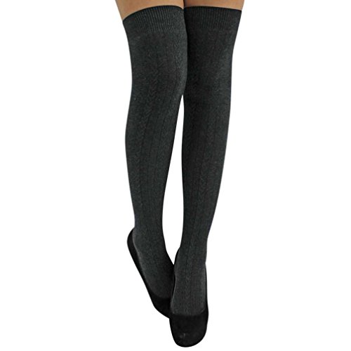 Luxury Divas Cable Knit Over The Knee-High Socks