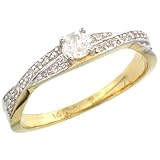 14k Gold Diamond Engagment Ring w 0.26 Carat Brilliant Cut ( H-I Color; VS2-SI1 Clarity ) Diamonds - 1 8 in. (3.5mm) wide - size 9.5