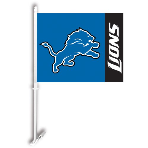 NFL Detroit Lions Car Flag with Wall Brackett
