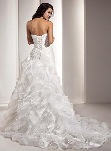 Biggoldapple Mermaid/Trumpet Sweetheart Court Train Organza/Taffeta Ruffle/Draped/Beading Wedding Dress 6 White
