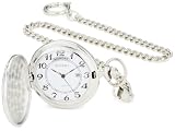 Bucasi PW1000SS Easy to Read Numbers Silver Tone Chain Pocket Watch