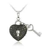 Sterling Silver Black Diamond Accent Heart & Key Necklace, 18 41UiNBxKzuL. SL160 Sterling Silver Black Diamond Accent Heart & Key Necklace, 18