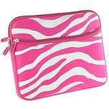 ASUS EeePC 1002HA, 1008HA, 1008P, S101, T101MT 1005HA, 1005 PE, 1005PR, 1001P EXOTIC ZEBRA Pink & White With Pocket Soft NEOPRENE SLEEVE CASE Cover Pouch Carrying Bag