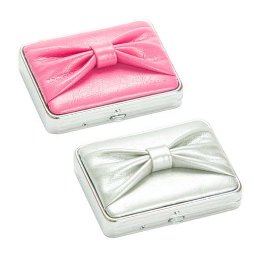 2 Bow Pill Box Set (Pink & Silver)