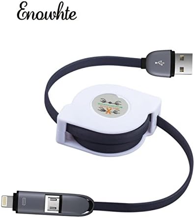Enowhte 1pcs Retractable Dual USB to Micro USB and Lightning Adapter Charger Data Cable Lightning to USB Sync Charging Cable for Android Samsung S4 S5 S6 iPhone 5/5s 6/6 plus Ipad (Black)