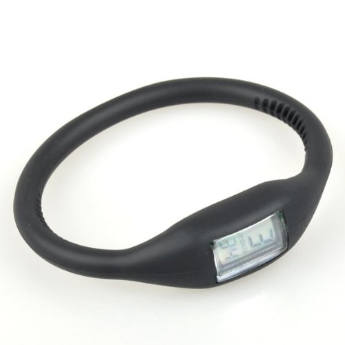 Neewer Black Sport Band Black Silicone Watch Date Time Water Resist