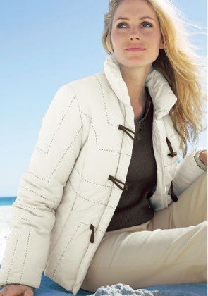 Warm wattierte Outdoor Steppjacke, Farbe creme, Gr.40