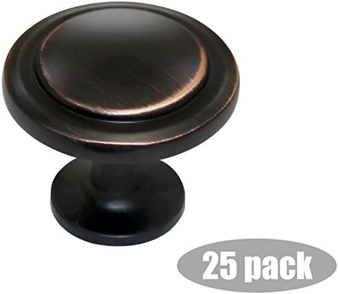 Crucial Creations 80002 Oil Rubbed Bronze Cabinet Hardware Knob - 1-1/4" Diameter - 25 Pack