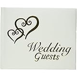 Darice VL0014 Wedding Guests G Book with Linked Gold Hearts, White