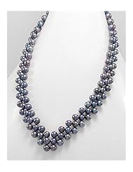 Tahiti (Dyed) Fresh Water Pearl Necklace In 92.5 Sterling Silver